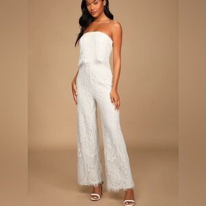 Lulu’s Pledge My Allegiance Lace Strapless Jumpsuit